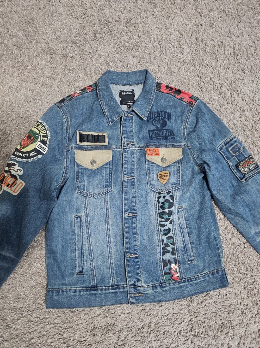 Denim Jacket with Patches - Blue
